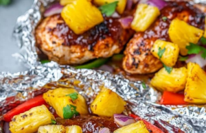 Hawaiian BBQ Chicken and Pineapple Foil Packets