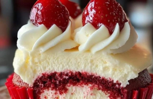Strawberry Cheesecake Red Velvet Cupcakes Recipe