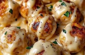 Garlic Butter Chicken Balls with Creamy Parmesan Pasta Recipe