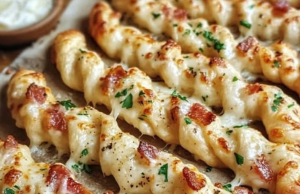 Garlic Butter Bacon Alfredo Pizza Twists Recipe