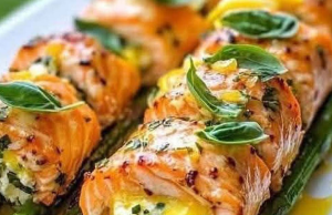 Lemon Basil Salmon Rolls