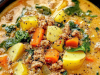 Creamy Italian Sausage Potato Soup with Carrots & Spinach
