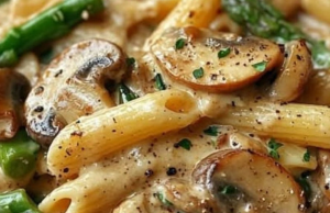 Creamy Mushroom and Asparagus Chicken Penne