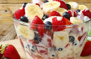 Red, White, and Blue Cheesecake Salad