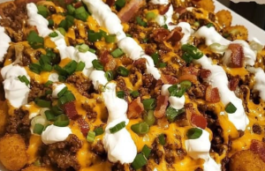 Loaded Cowboy BBQ Tater Tot Nachos Recipe