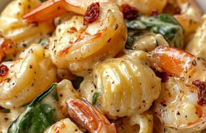 Creamy Sun-Dried Tomato Shrimp with Spinach Pasta
