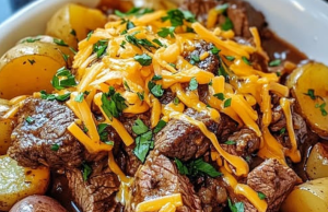 Crockpot Loaded Steak and Potato Bake Recipe