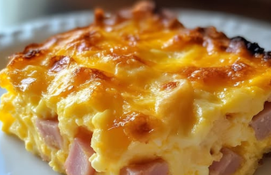 Ham & Cheese Egg Bake – Easy, Cheesy, and Perfect for Any Morning!