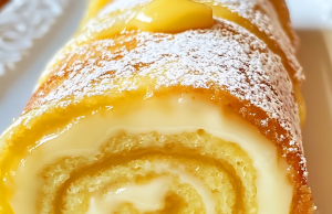 Luscious Lemon Cream Roll Cake with Lemon Glaze