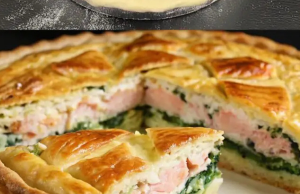 Rice & Spinach Puff Pastry Salmon Cake