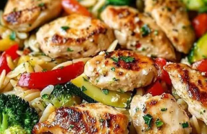 Lemon Chicken & Veggie Orzo Stir Fry