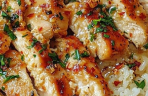 Chicken Scampi with Garlic Parmesan Rice