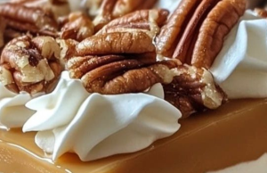 Caramel Pecan Cream Bars