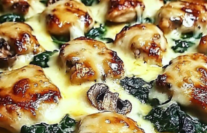 Chicken, Spinach, and Mushroom Low-Carb Oven Dish