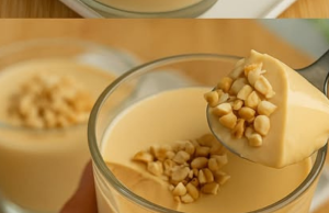 Caramel and Condensed Milk Flan Topped with Peanuts