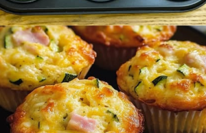 Cheesy Zucchini Muffins with Ham Toppings
