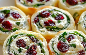 Cranberry Feta Pinwheels with Cream Cheese