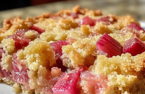 3 Ingredient Rhubarb Squares