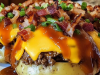 Loaded BBQ Bacon Cheeseburger Potato Volcanos