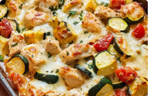 Mediterranean Chicken Zucchini Bake