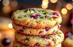 Cranberry Pistachio Shortbread Cookies