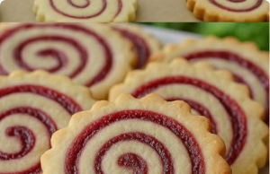 Raspberry Swirl Shortbread Cookies