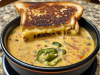 Spicy Jalapeño Popper Soup with Grilled Cheese Dippers