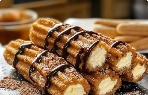 Cookie Dough Cheesecake-Stuffed Churros
