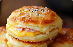 Ham and Cheese Butter Swim Biscuits