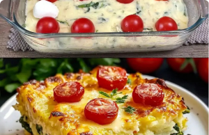 Baked Spinach & Parmesan Potato Pie