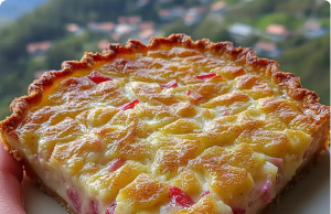 Crustless Rhubarb Custard Pie