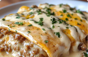 Southern Breakfast Enchiladas with Sausage Gravy