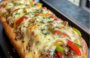Cheesesteak-Stuffed Garlic Bread Loaf