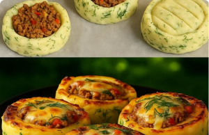 Stuffed Mashed Potato Nests