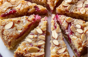 Almond Rhubarb Cake Delight