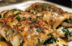 Stuffed Catfish with Cheese, Spinach & Shrimp