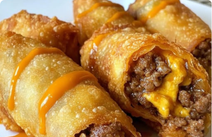 Air Fryer Cheeseburger Egg Rolls
