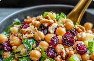 Cranberry Walnut Chickpea Salad with Orange Vinaigrette