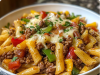 Crockpot Philly Cheesesteak Pasta Casserole