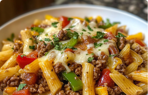 Crockpot Philly Cheesesteak Pasta Casserole