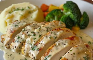 Chicken in Boursin Sauce with Garlic & Fine Herbs
