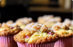 Rhubarb Muffins with Cinnamon Sugar Topping