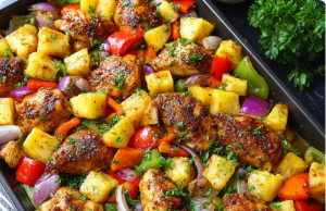 Hawaiian Chicken Sheet Pan Dinner