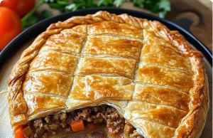 Meat Pie with Spiced Filling & Golden Pastry
