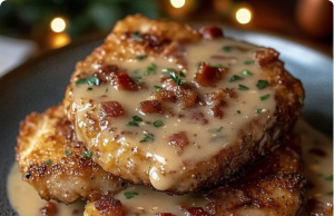 Country Fried Pork Chops with Bacon Gravy