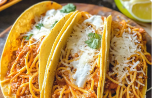 Spaghetti Tacos Cheesy Oven Bake