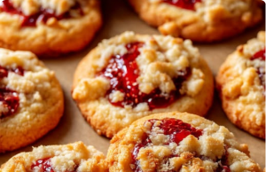 Buttery Raspberry Crumble Cookies