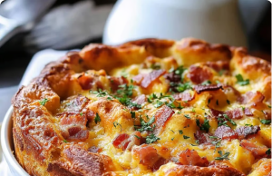 Cheese & Bacon Breakfast Strata Cake