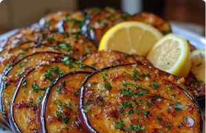Lemon Garlic Roasted Eggplant