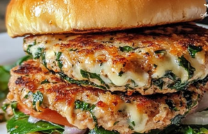 White Cheddar and Spinach Chicken Burgers